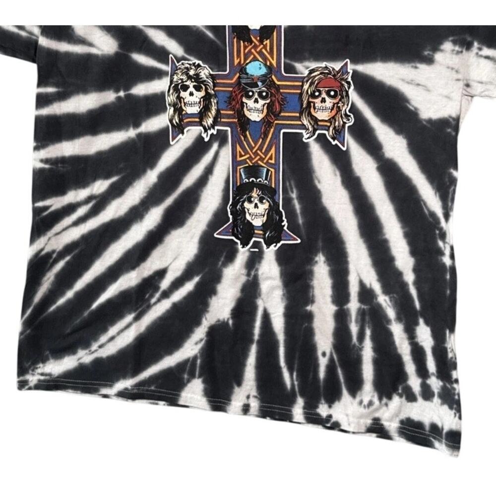 Guns N Roses Vintage Style Tie Dye Appetite for Destruction TShirt L Black White - Picture 4 of 14
